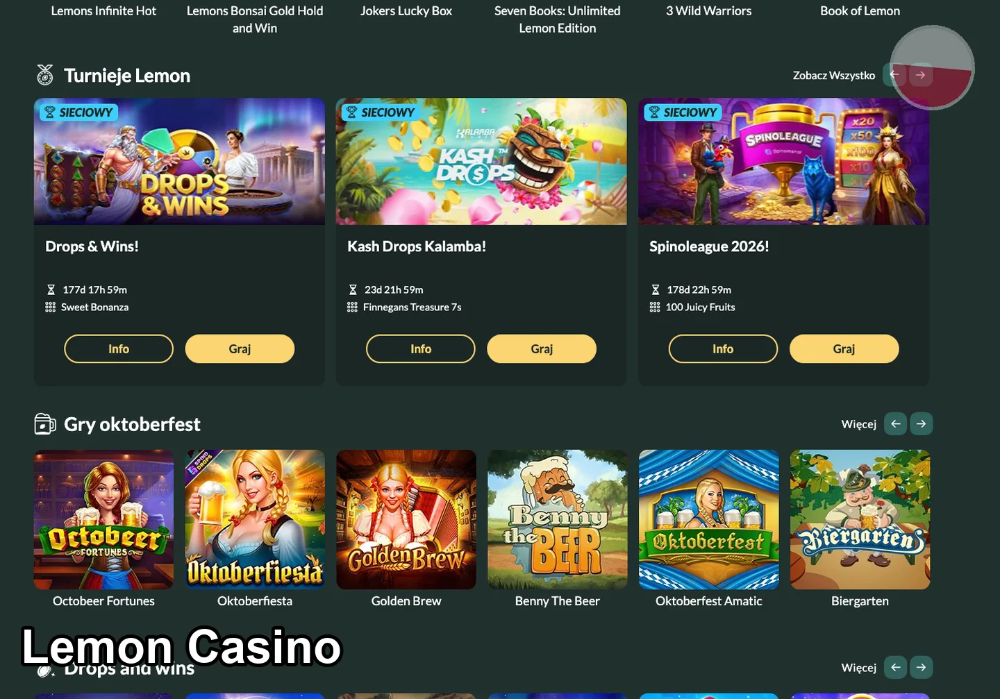 Lemon Casino – gry i automaty
