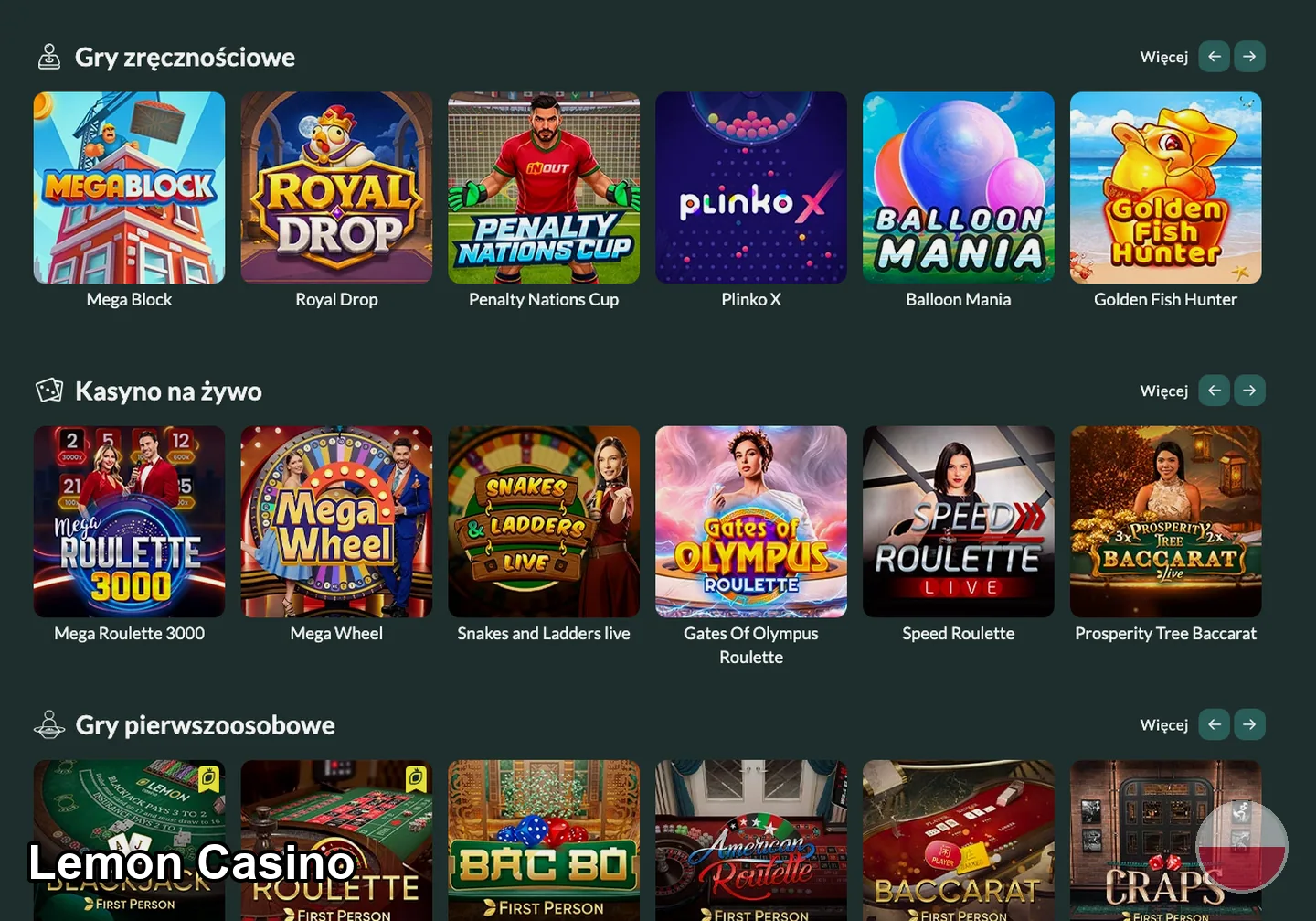 Lemon Casino – gry i automaty