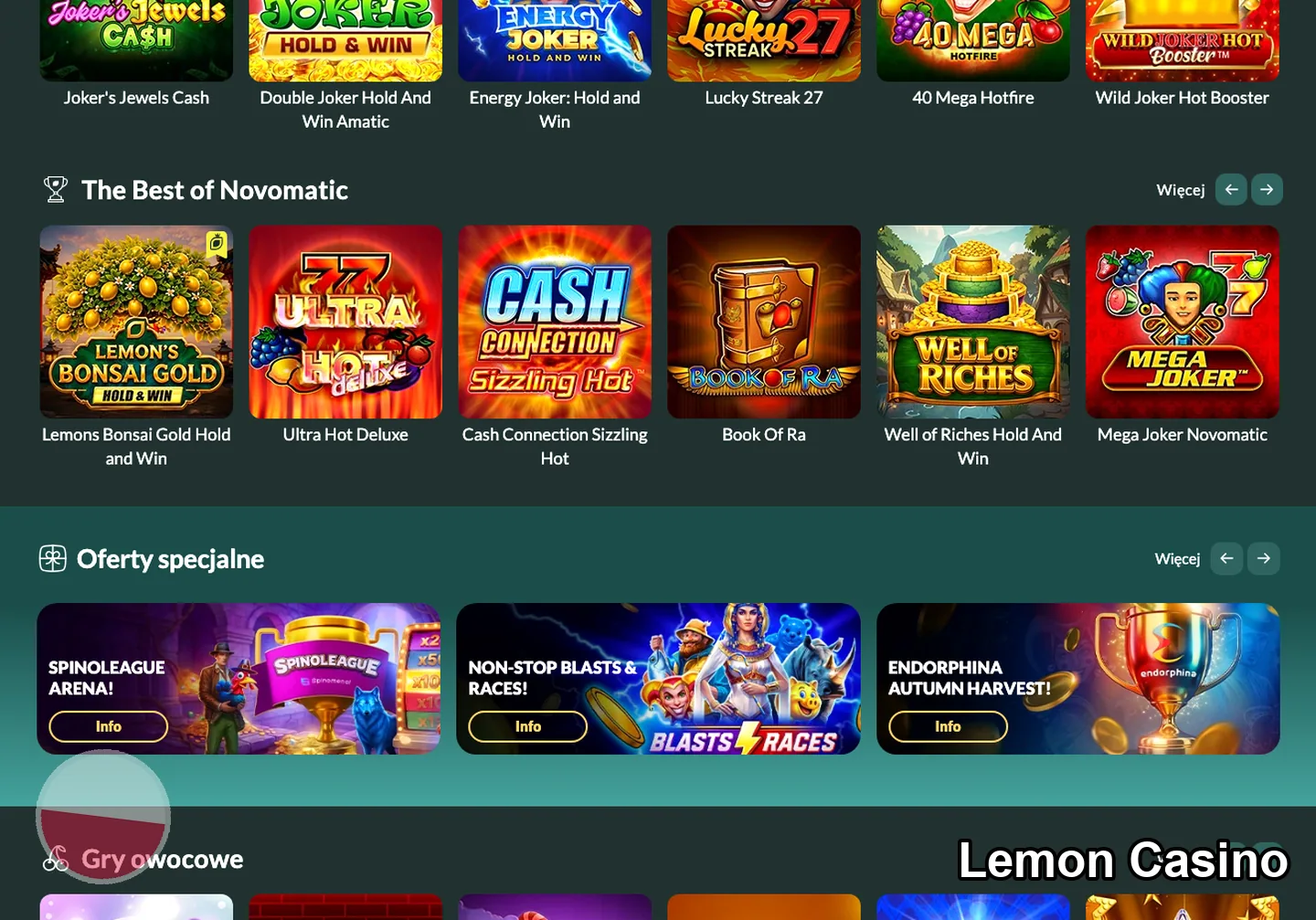 Lemon Casino – gry i automaty