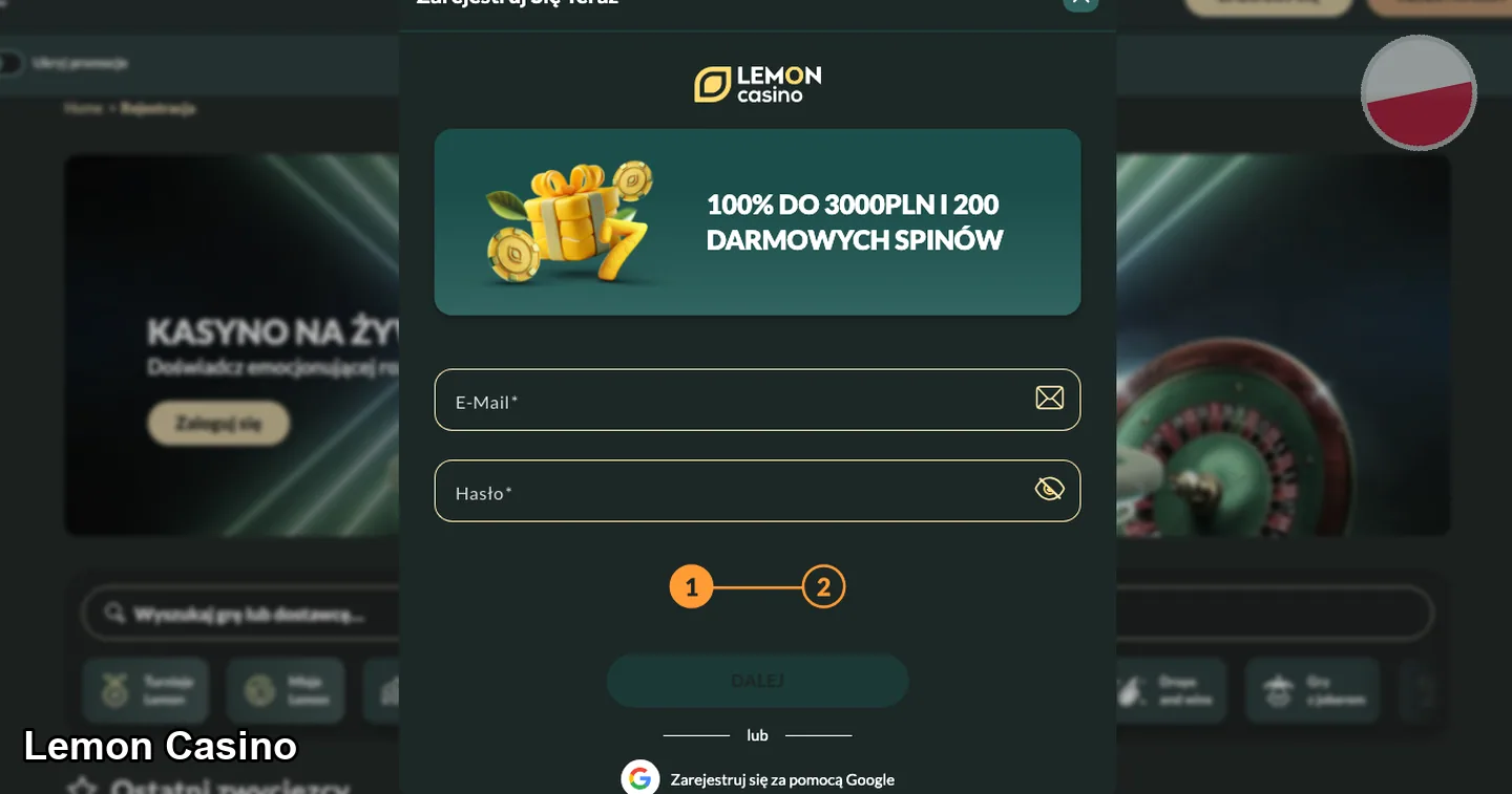 Lemon Casino – rejestracja